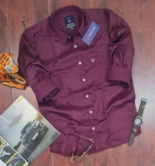 Full Sleeves Shirt for Men (Wine, M)