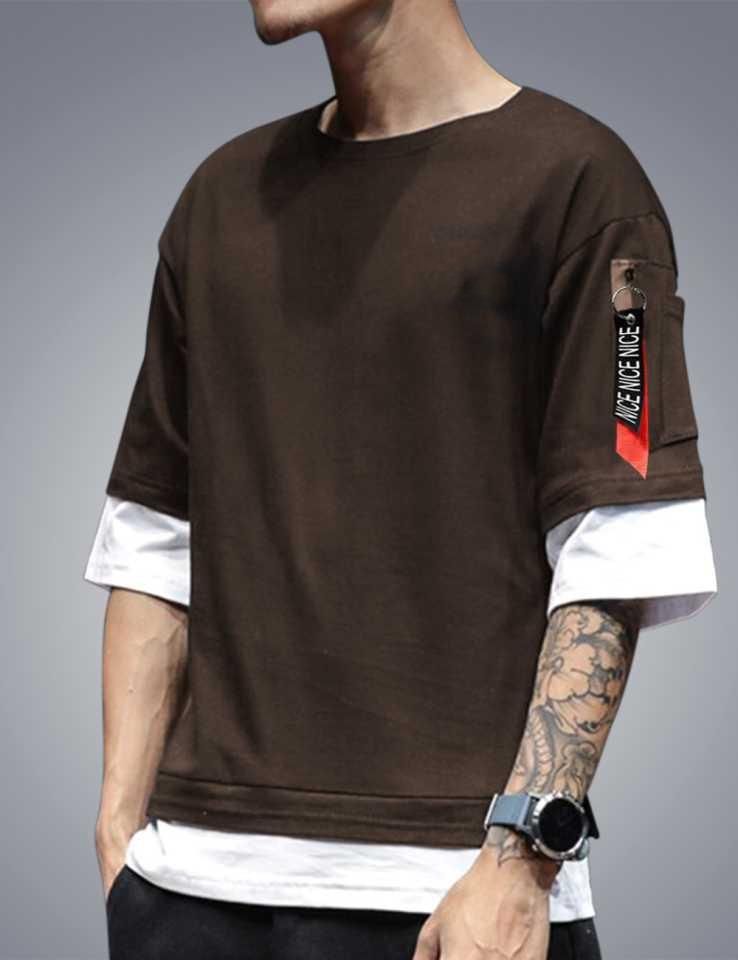 Cotton Blend Solid Half Sleeves T-Shirt