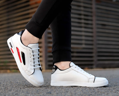 Men's White Lace-Up Sneakers