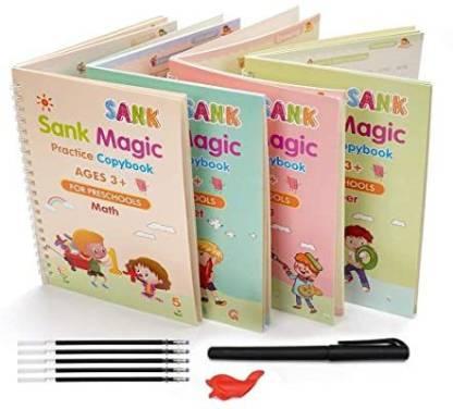 Magic Book Set of 1 (4 Book + 10 Refill+1 Pen+1 Grip)