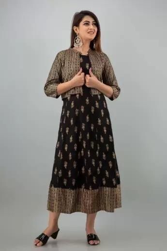 Special  Printed Rayon Ankle Length Kurtis With Jacket