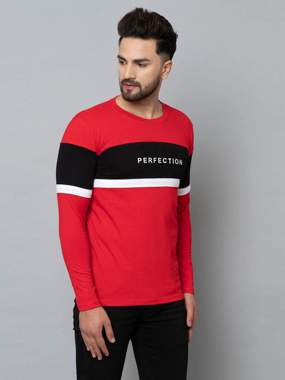 Cotton Blend Color Block Fill Sleeves T-Shirt