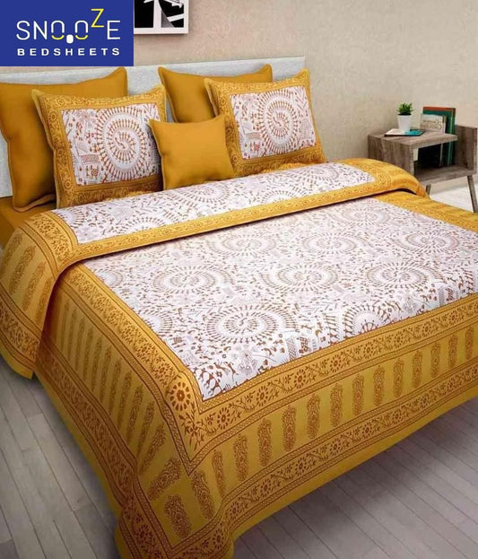 Snooze Jaipuri Printed Cotton Double Bedsheet