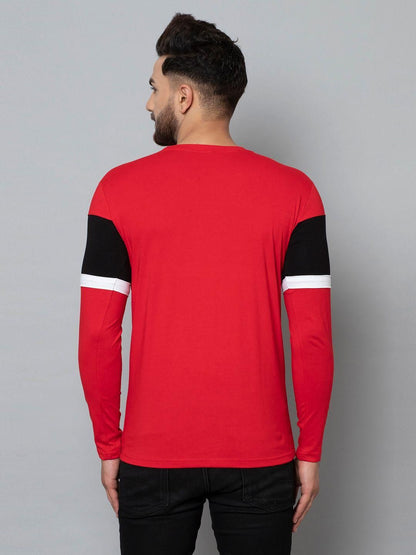 Cotton Blend Color Block Fill Sleeves T-Shirt