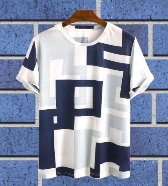 Crepe Printed Half Sleeves Round Neck Mens T-Shirt