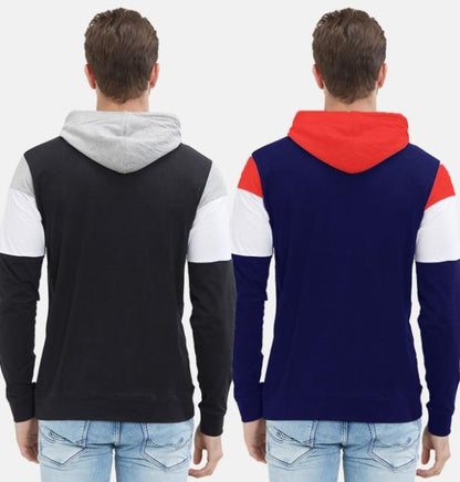 Lewel Cotton Color Block Hoodies Buy 1 Get 1 Free