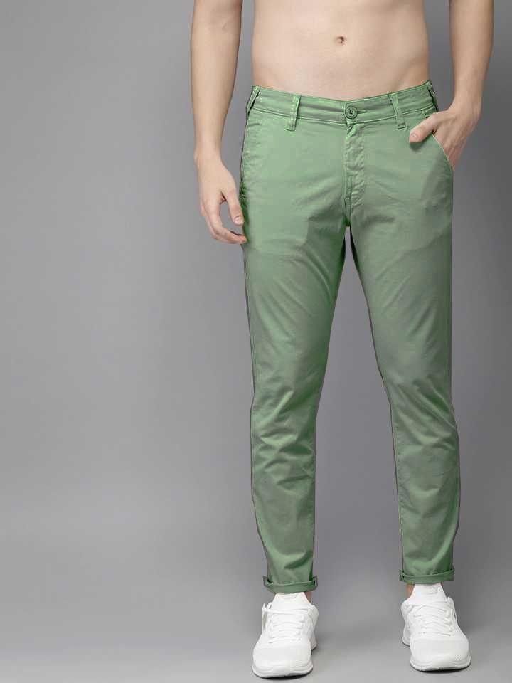 Cotton Solid Slimt Fit Casual Trouser