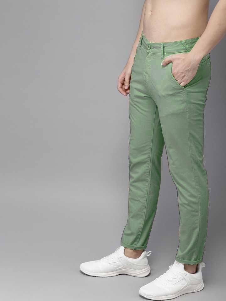 Cotton Solid Slimt Fit Casual Trouser