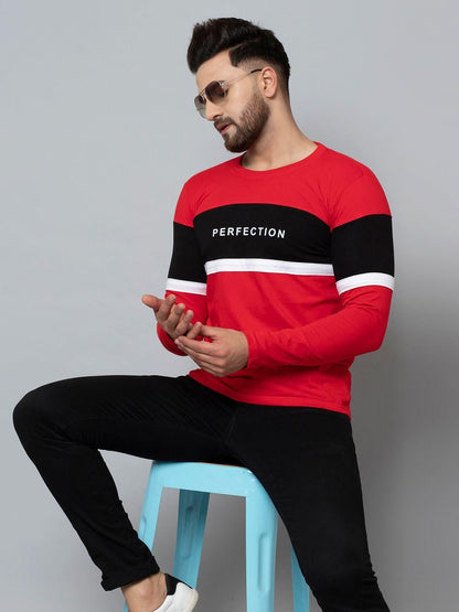 Cotton Blend Color Block Fill Sleeves T-Shirt