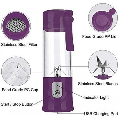 6 Blade Juicer- Portable Electric 6 Blade USB Juice Maker (380 ml)