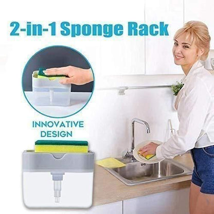 Swadish Soap Dispenser-2 in 1 Liquid Soap Dispenser with Sponge Holder