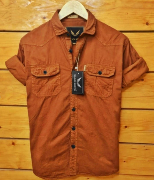 Cotton solid full sleeve shirt