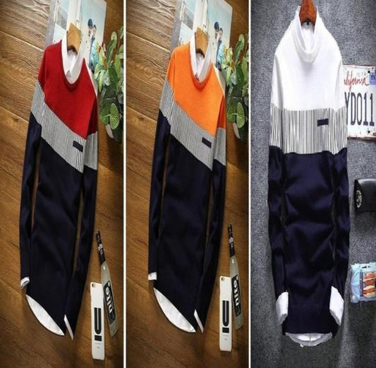 Cotton Color Block Round neck Full sleeve Men's tshirt