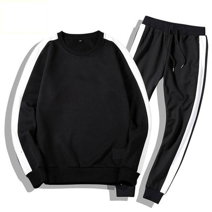 Men's Self Pattern Slim Fit Black Fleece Tracksuit